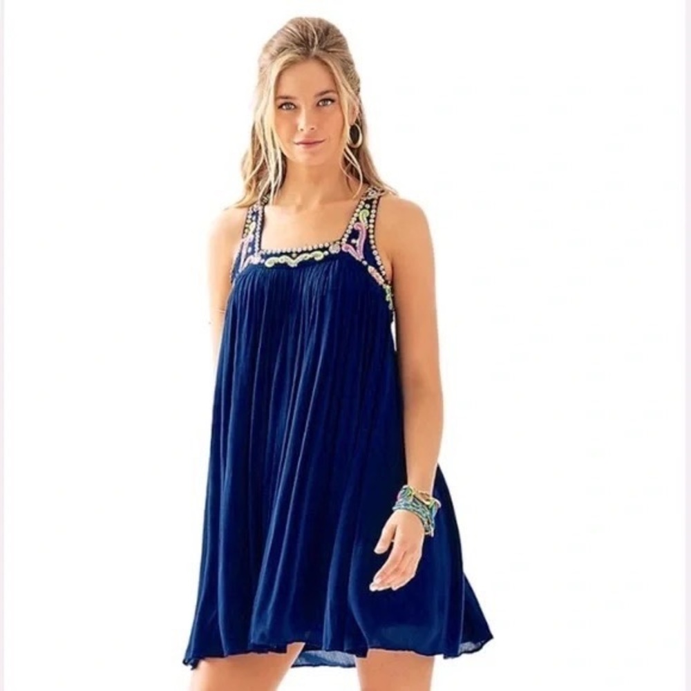 Lilly Pulitzer Lorna Dress in Resort Navy NWT Sz L
